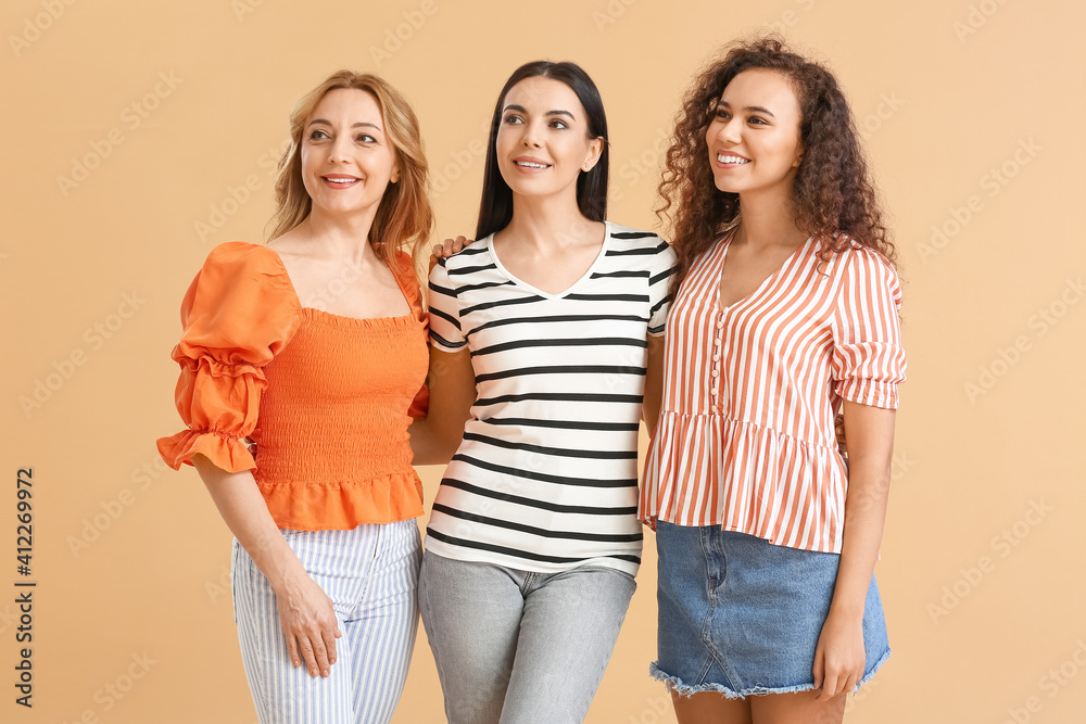 Beautiful women on color background. unity concept Beautiful women on color background. unity concept