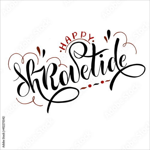 Happy Shrovetide lettering typography poster for logotype