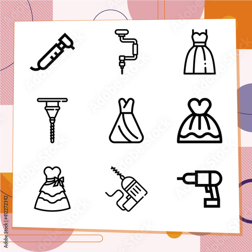 Simple set of 9 icons related to rehearsal