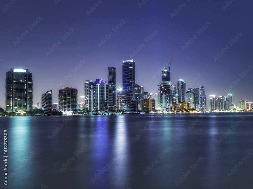 city skyline at night