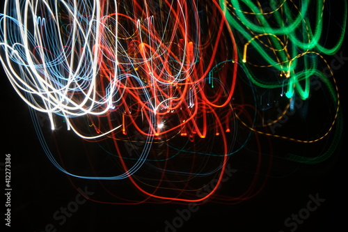 Lights in motion at night as an abstract background