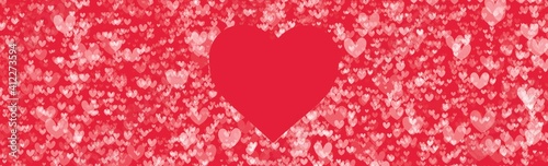 Abstract Backgrounds big hart center with bokeh on red background in valentine  s day