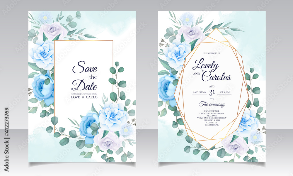 Beautiful wedding invitation card with flower decoration
