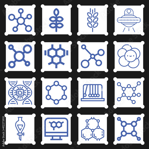 16 pack of molecule  lineal web icons set