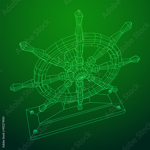 Ship steering wheel. Marine rudder