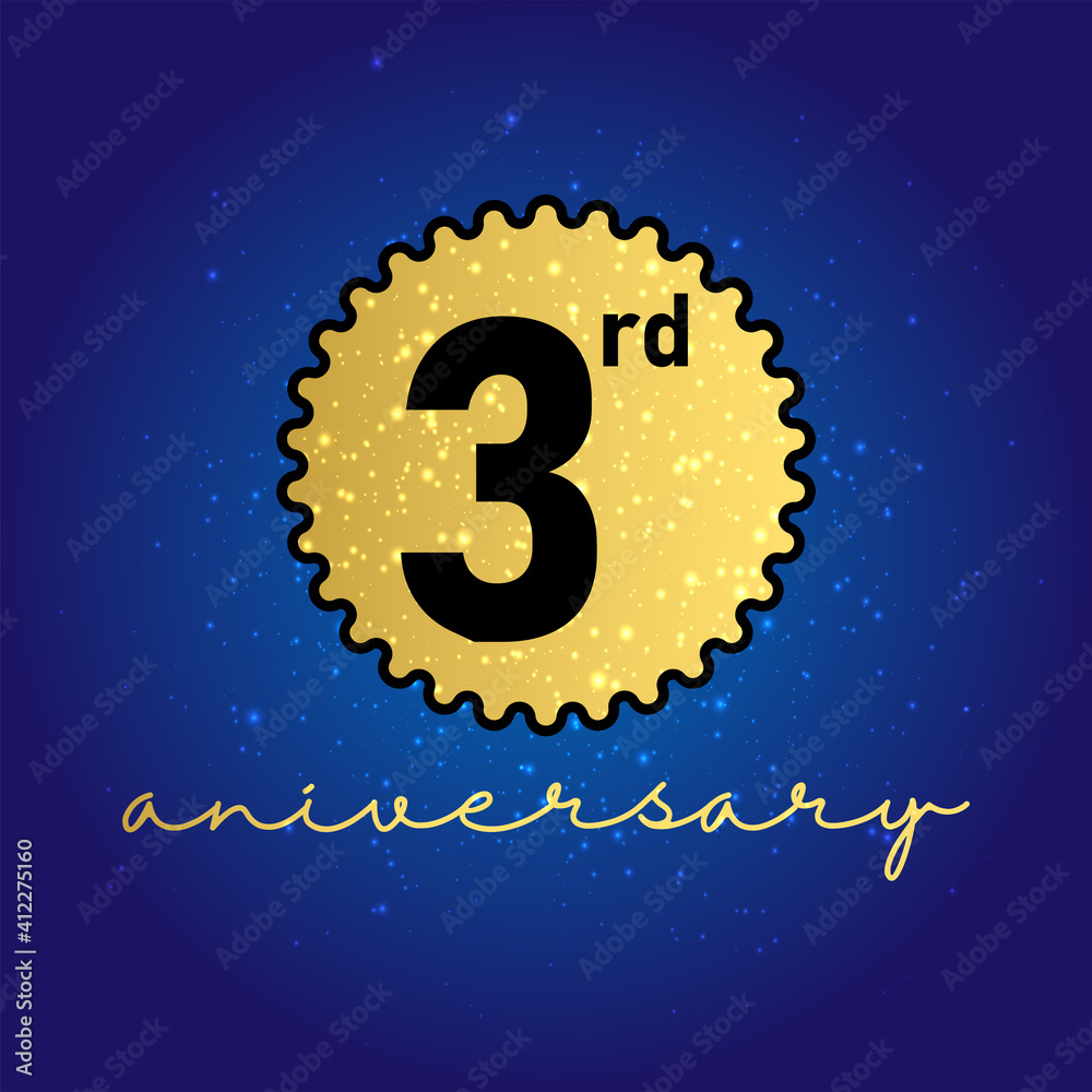 Golden badge 3 years anniversary logo. Vector eps 10 Golden badge 3 years anniversary logo. Vector eps 10