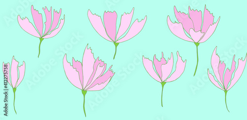 pattern with pink tulips