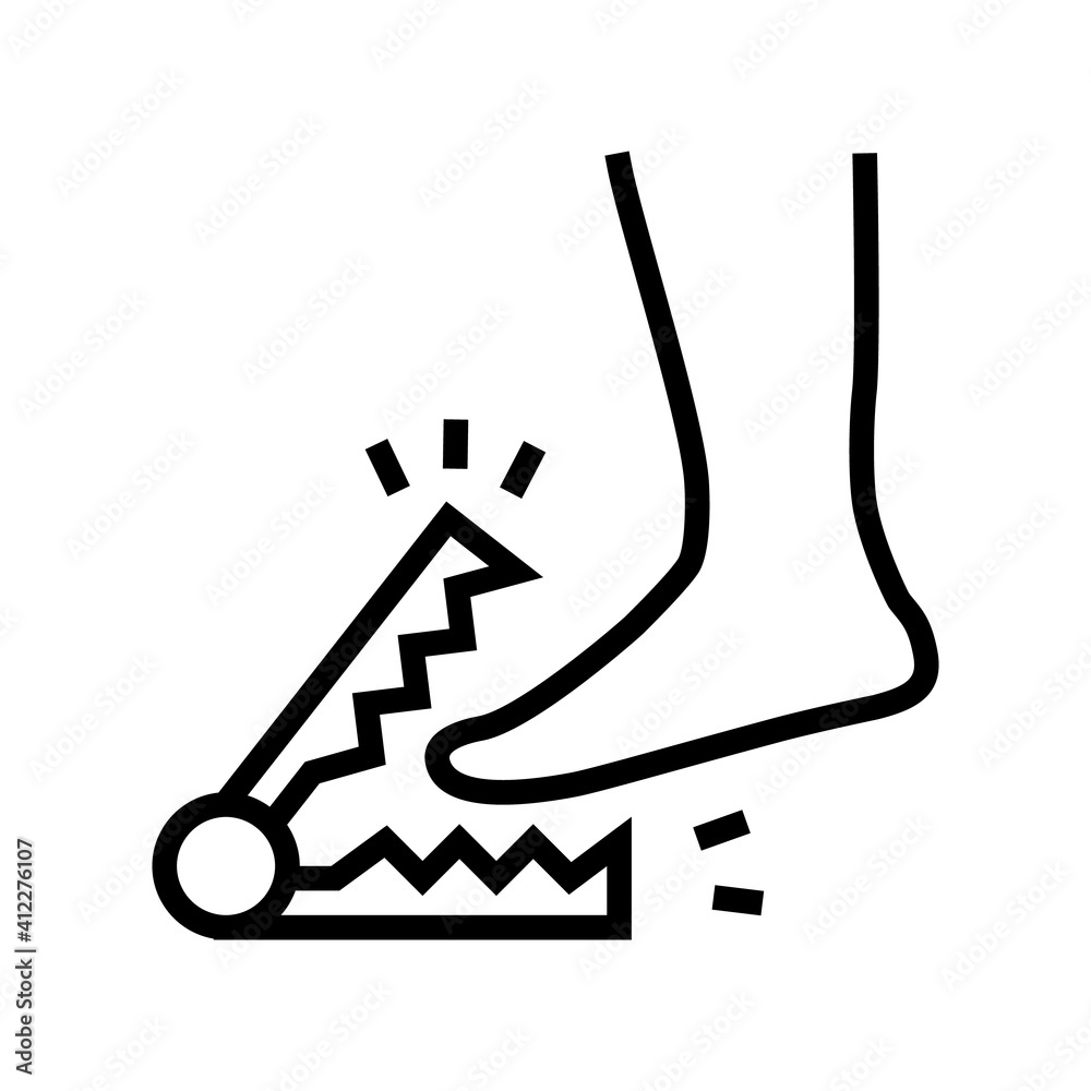 severe pain when walking line icon vector. severe pain when walking sign. isolated contour symbol black illustration