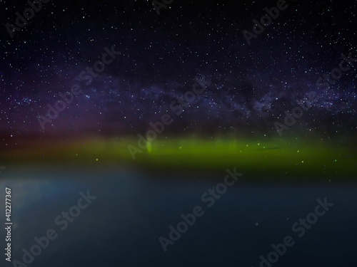 Aurora Balearic at night dark starry sky norten skyscape photo
