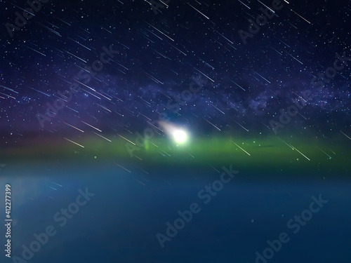 Aurora Balearic at night dark starry sky norten skyscape photo
