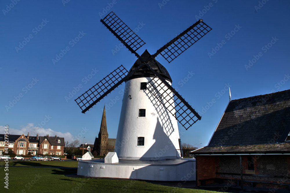 Windmill and church