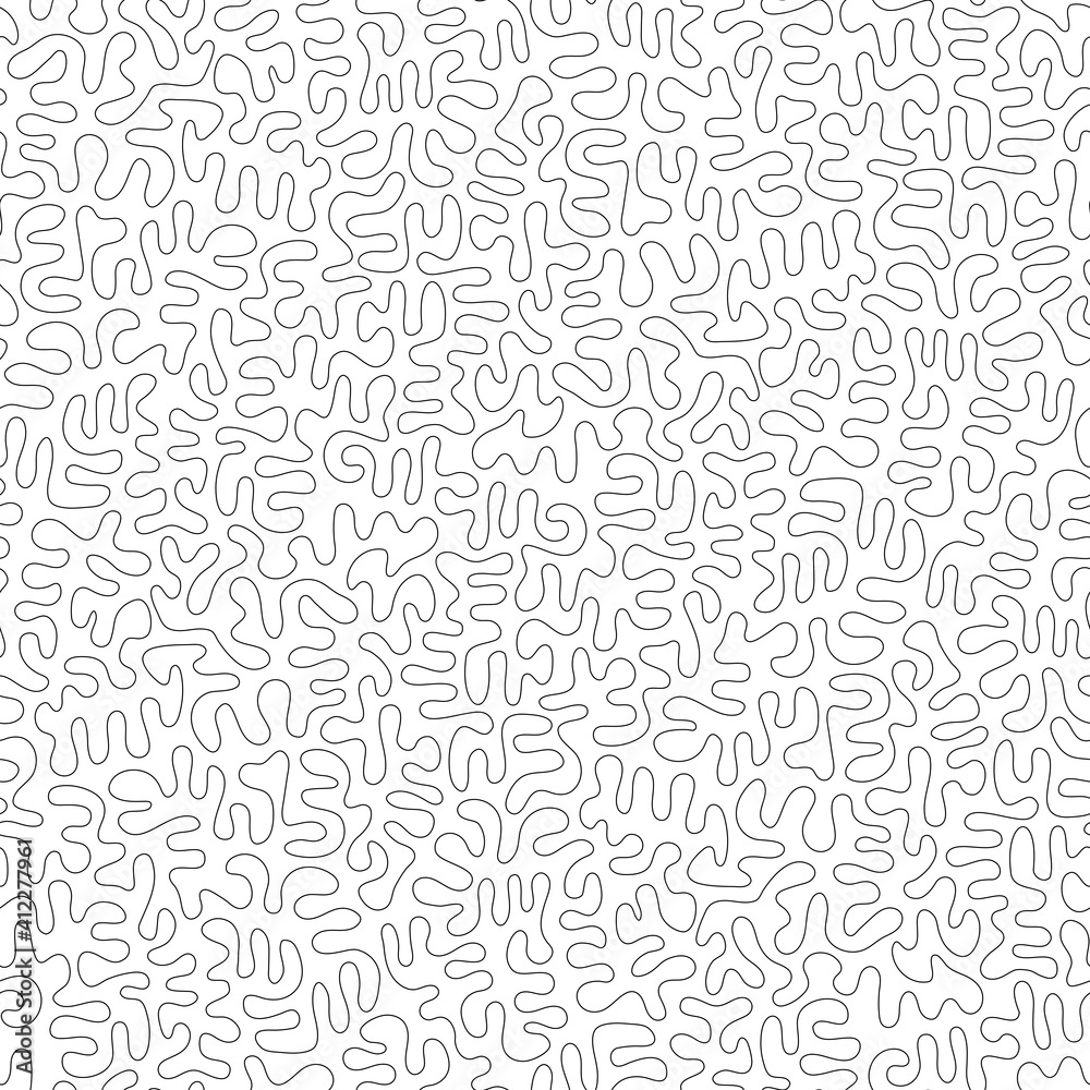 Continuos line, seamless vector pattern, monochrome background