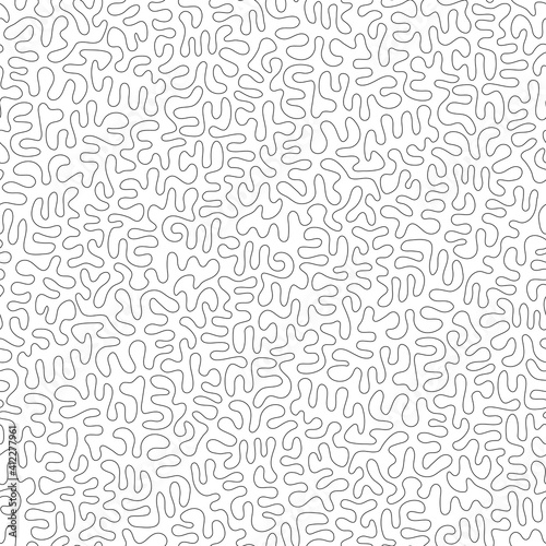 Continuos line, seamless vector pattern, monochrome background