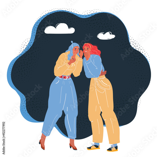 Vector illustration of Two Women Talking gossips To Each Other