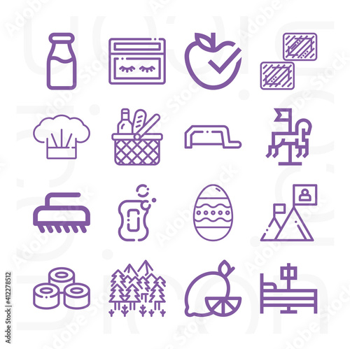 16 pack of healthy  lineal web icons set