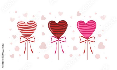 Vector candies with the hearts and bowes