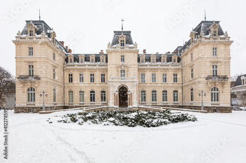 Potocki palace in Lviv in winter photo