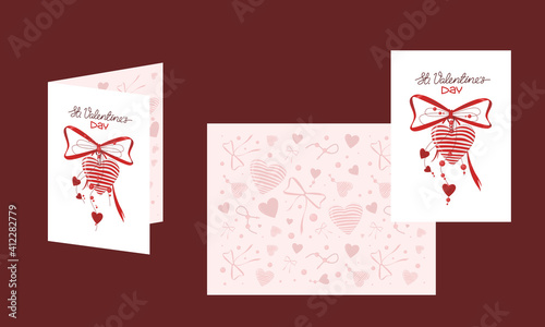 Vector st. Valentine's day giftcard with the red heart and bow