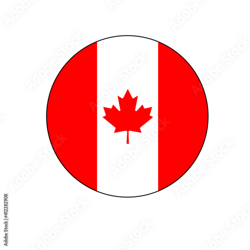 Canada Maple Leaf Red and White Flag in wide circle.
