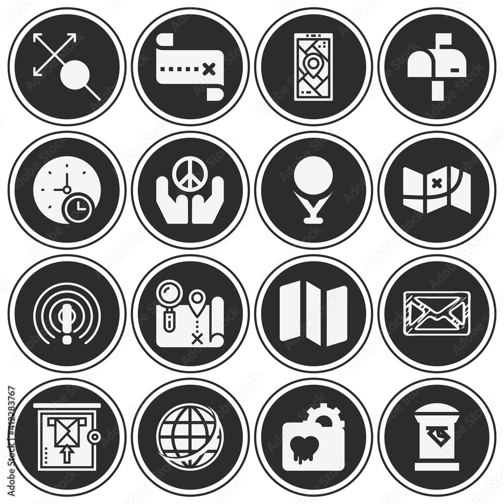 16 pack of contour  filled web icons set