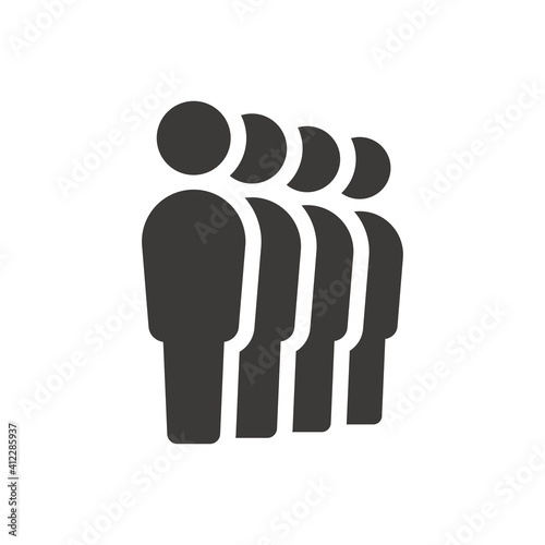 Stay in line, waiting in line vector icon. People in queue, in a row simple black symbol.