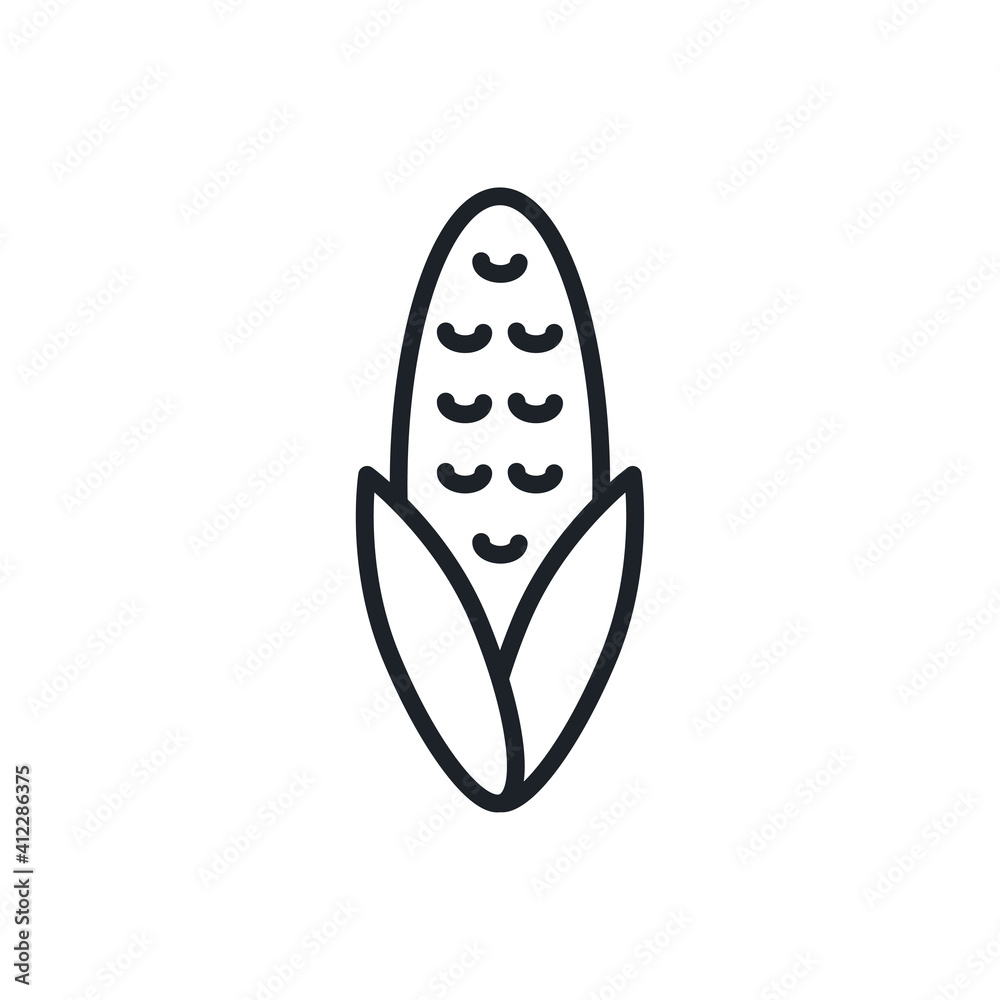 Corn icon. Vector linear icon, contour, shape, outline isolated on a white background. Thin line. Modern minimalistic design. Vegetables Corn icon. Vector linear icon, contour, shape, outline isolated on a white background. Thin line. Modern minimalistic design. Vegetables