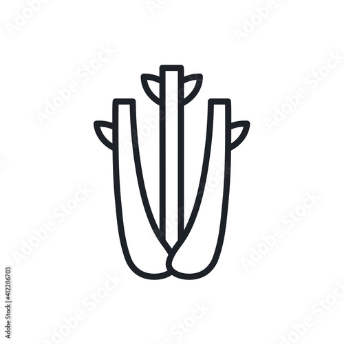 Celery icon. Vector linear icon, contour, shape, outline isolated on a white background. Thin line. Modern minimalistic design. Vegetables
