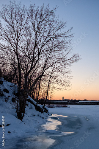 sunset on the river