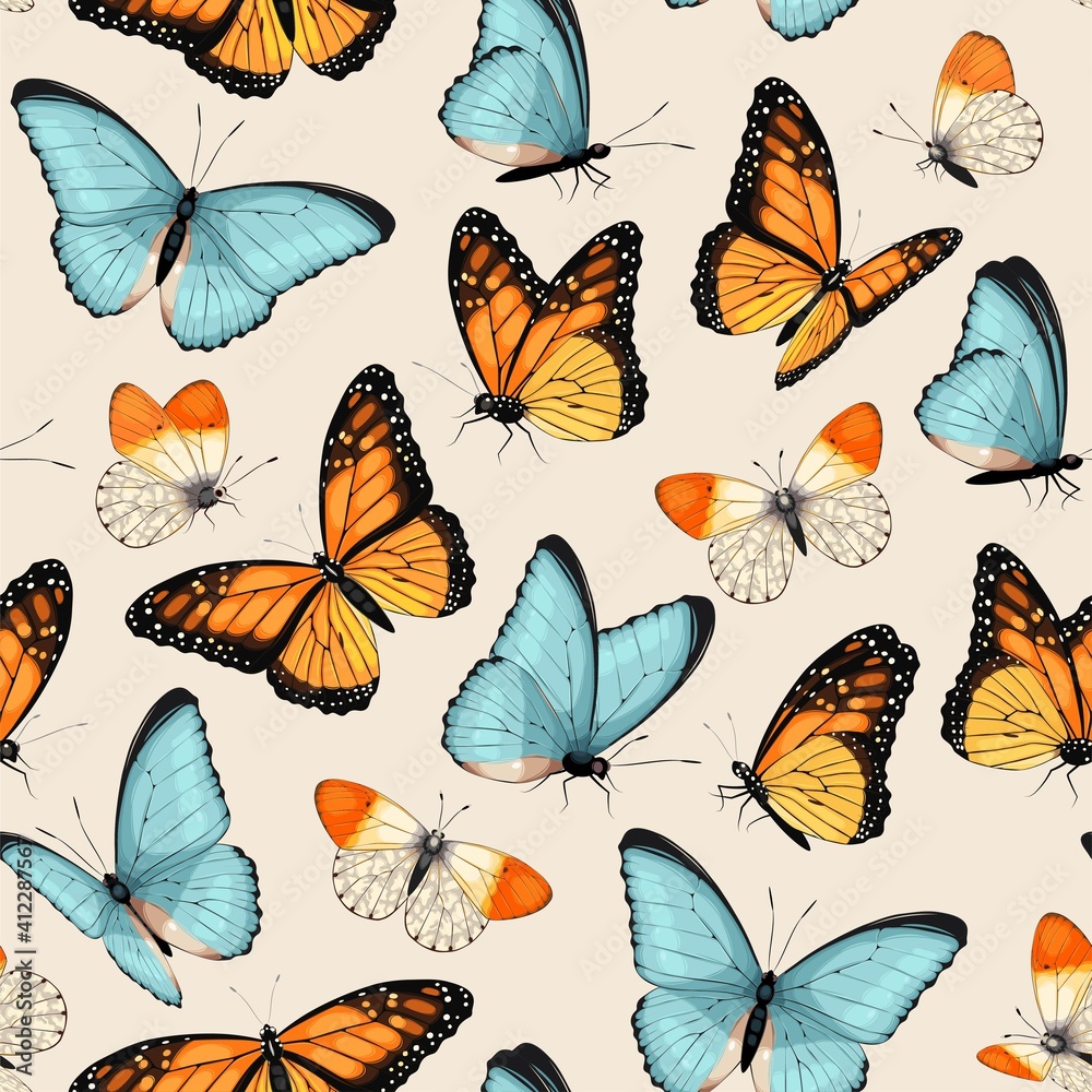 Vector pattern with high detailed tropic butterfly Vector pattern with high detailed tropic butterfly