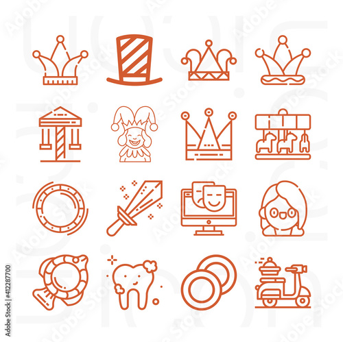 16 pack of distraction  lineal web icons set