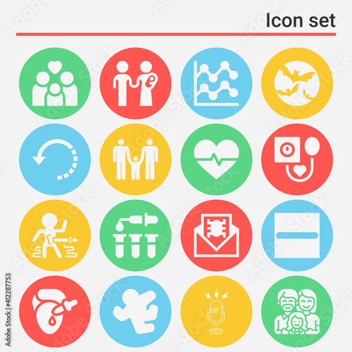 16 pack of blood  filled web icons set