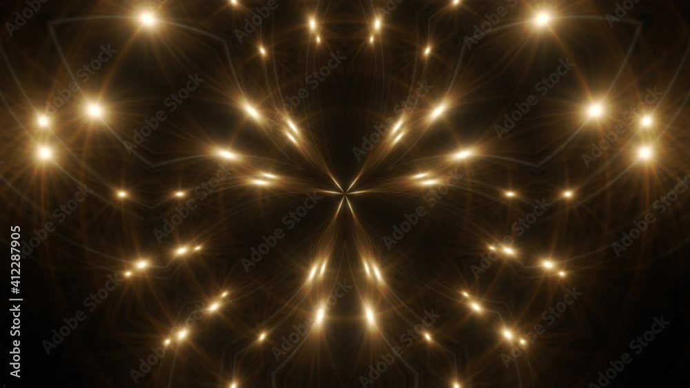 Cosmic chaos trippy animated background. Symmetric kaleidoscope backdrop from hypnotic laser rays. VJ style Flowing ornament footage. Seamless loop