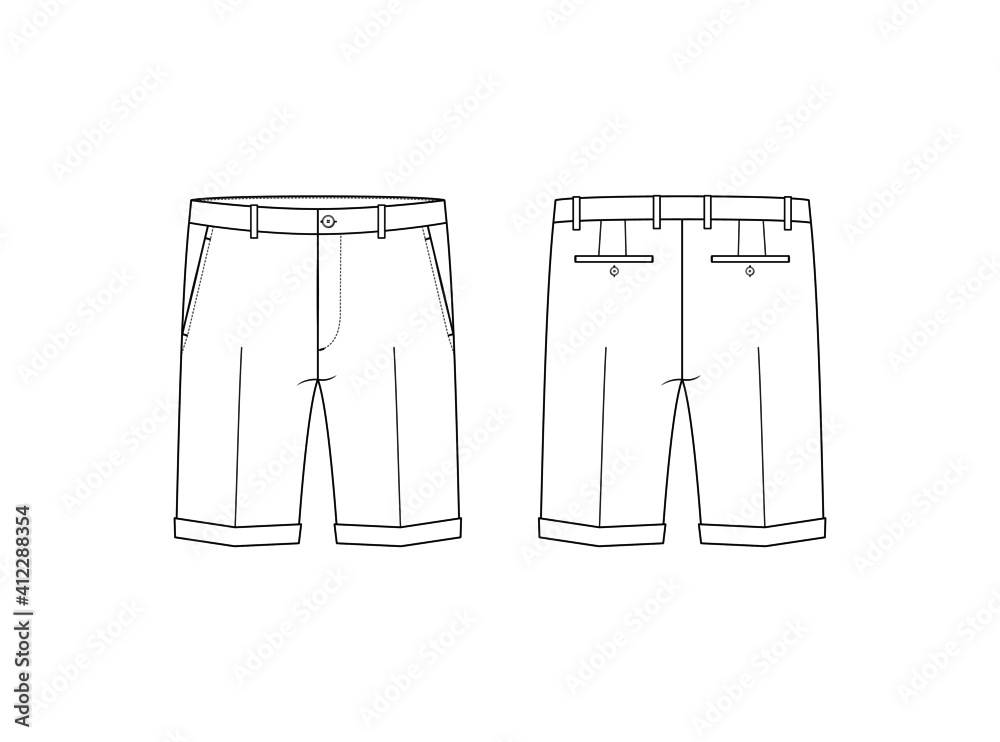 Men's Chino Shorts - Front & Back Men's Chino Shorts - Front & Back