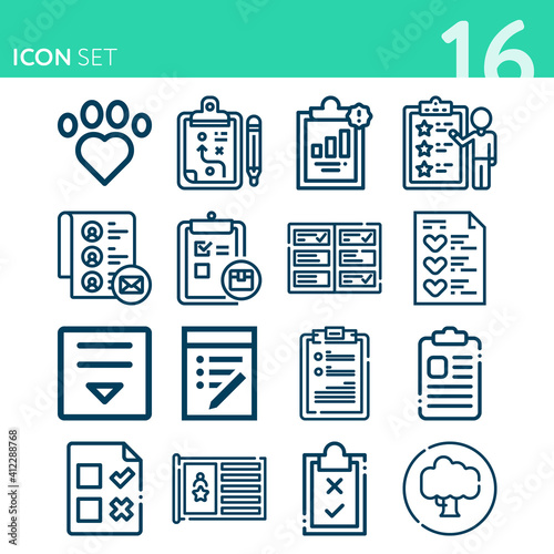 Simple set of 16 icons related to endangered