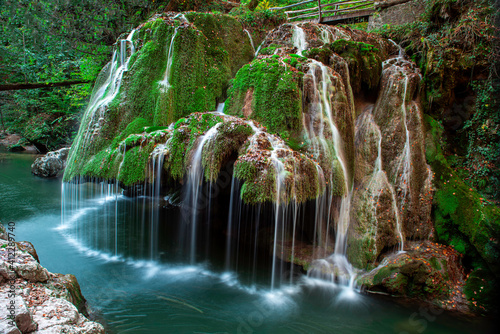 Bigar water fall, Romania, formed by an underground water spring witch spectacular falls into the Minis River photo