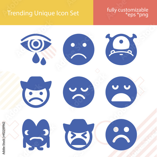 Simple set of miserable related filled icons.