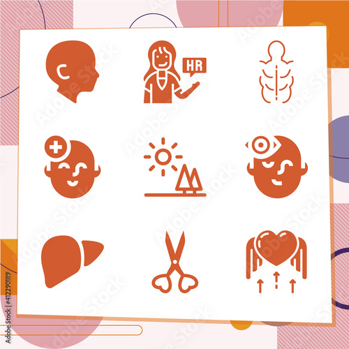 Simple set of 9 icons related to hearts