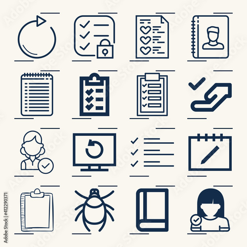 Simple set of searched related lineal icons.