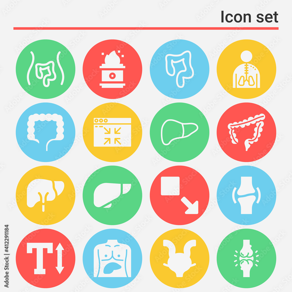 16 pack of inflammation  filled web icons set