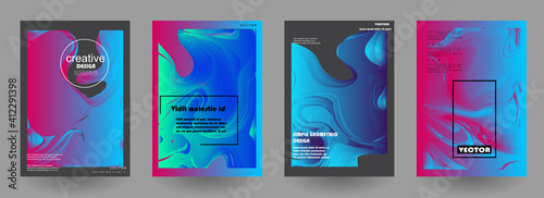 Modern abstract covers set, Modern colorful wave liquid flow poster. Cool gradient shapes composition, vector covers design.