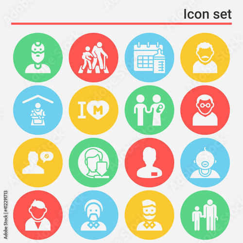 16 pack of maternal  filled web icons set