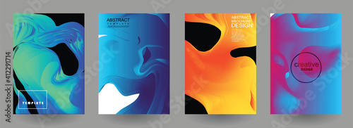 Modern abstract covers set, Modern colorful wave liquid flow poster. Cool gradient shapes composition, vector covers design.