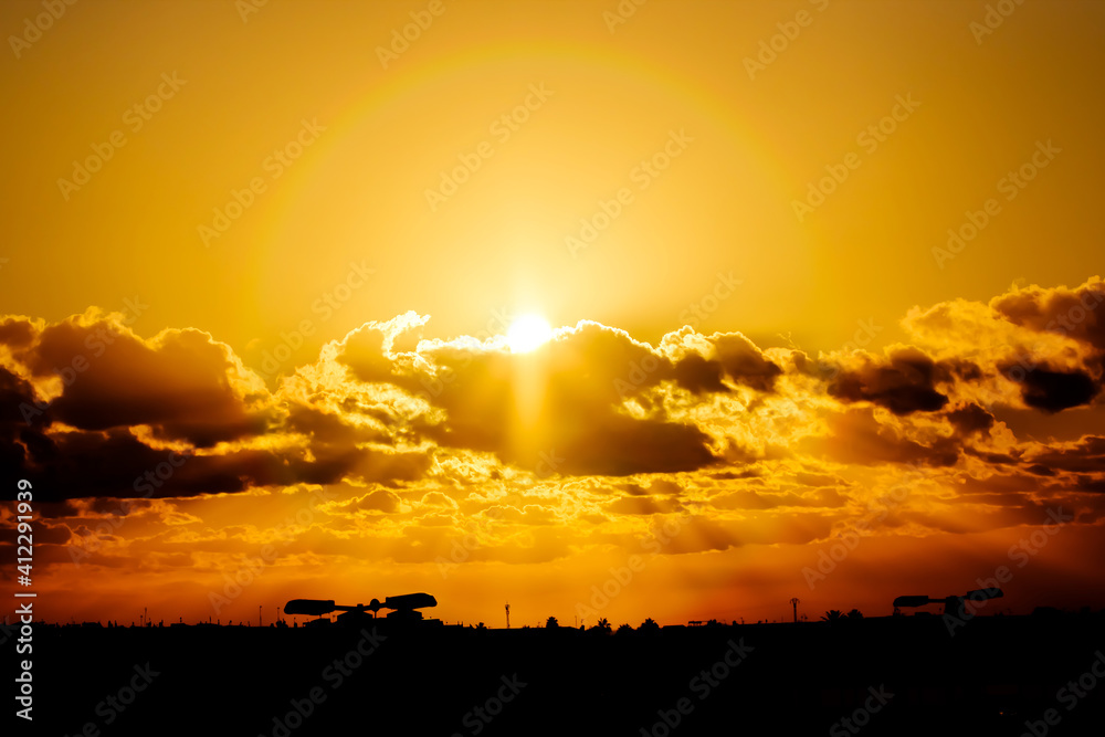 Fototapeta premium Beautiful sunset sky landscape, sunrise