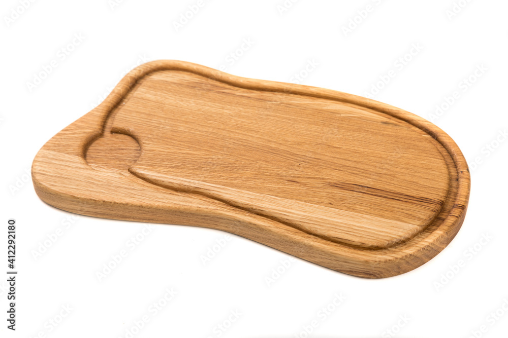 Wooden cutting board isolated on white.