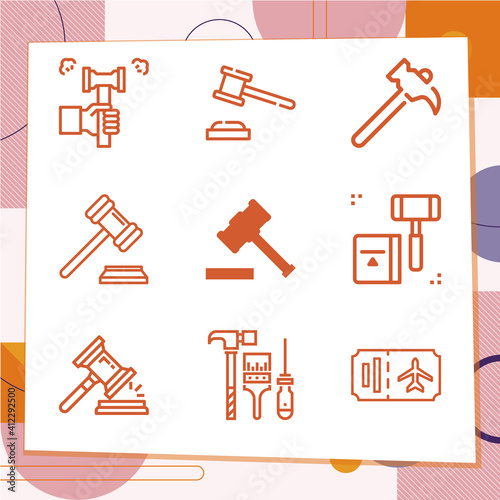 Simple set of 9 icons related to power tool