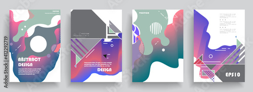 Modern abstract covers set, Modern colorful wave liquid flow poster. Cool gradient shapes composition, vector covers design.