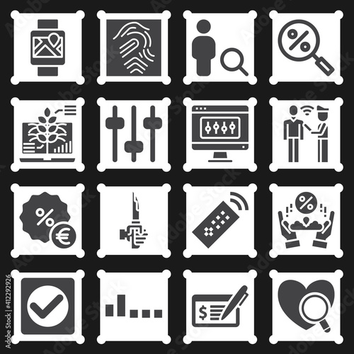 16 pack of ascertain  filled web icons set