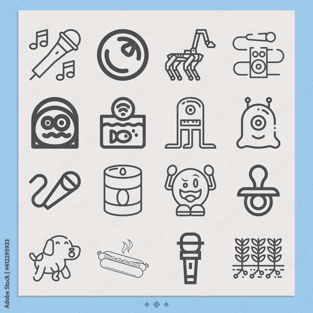 Fototapeta premium Simple set of funny related lineal icons.
