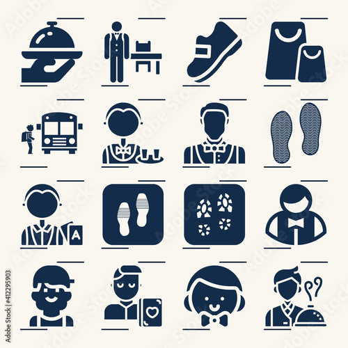Simple set of salesman related filled icons.