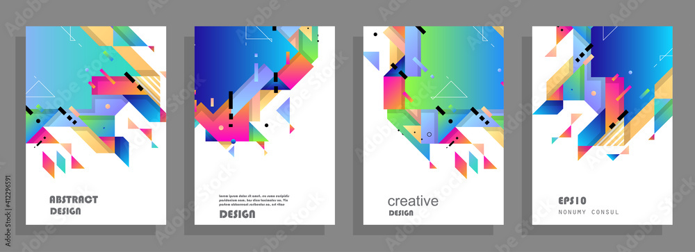 Modern abstract covers set. Abstract shapes composition. Futuristic minimal design. Eps10